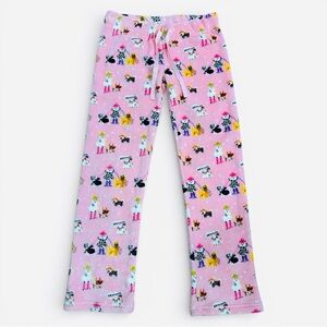 DOGGIE DRAWINGS Pink Novelty Print Pajama Pants Bottoms Size Small